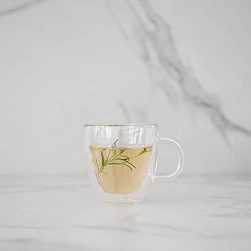 Bodum 5oz Bistro Double Wall Espresso Mug, High-Heat Borosilicate Glass, Set of 2, Clear