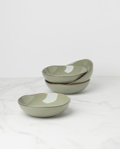 Oneida Organic Shades Sage Green Stoneware Pasta Bowl Set for 4, 34.5oz