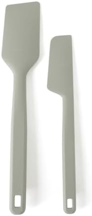 Calphalon Prime Scraper Set, 2-Piece Silicone Kitchen Scraper Set, Flexible Baking & Cooking Scrapers, Heat-Resistant Nonstick-Safe Tools with Ergonomic Handles, Taupe