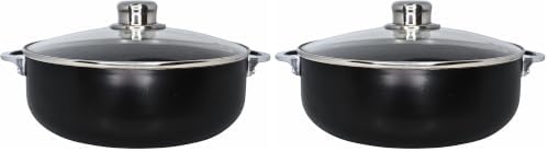 IMUSA 4.4 Qt Bistro Cera Aluminum Speckled Black Ceramic Caldero Oven Safe, 4.4 Quarts (Pack of 2)