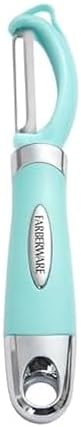 Farberware Vegetable Peeler, Pro2 Euro Peeler with Sharp Stainless Steel Swivel Blade and Ergonomic Handle, Dishwasher Safe, Aqua Sky