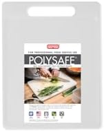 Dexas NSF Certified Polysafe Cutting Board with Handle, 6.25 x 8.5 Inches, Reversible Kitchen Cutting Board, White