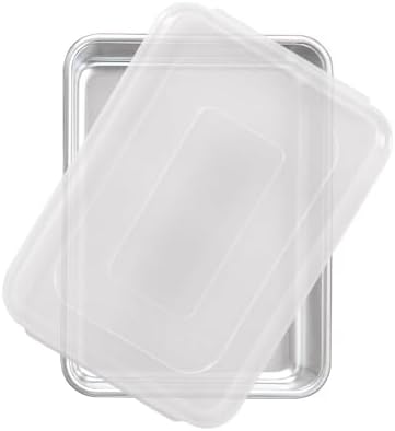 Nordic Ware Natural Aluminum Commercial Cake Pan with Lid, Rectangle Pan with Lid Silver, 9 x 13