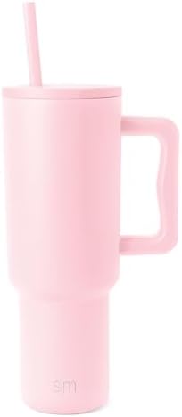 Simple Modern 40 oz Trek Tumbler with Handle and Straw Lid | Cup Holder Friendly Insulated Stainless Steel Travel Mug | Blush (Pack of 12)