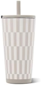 HydroJug Everyday Tumbler 20 oz, Ceramic-Lined Straw Cup, Latte