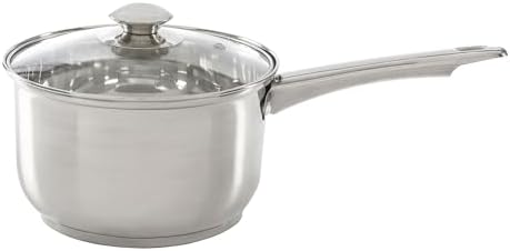 Ecolution Stainless Steel Sauce Pan, Encapsulated Induction Ready Cooking Pot with Glass Lid, Oven Safe, Dishwasher Safe Soup Pot, 3-Quart