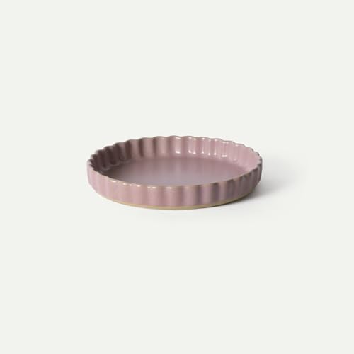 MORA Ceramic Tart Pan, 9.5 Inch Large Porcelain Baking Dish for Tarts, Quiche, Pie, Flan etc. Fluted Ruffled Edge, Oven, Microwave, Freezer, and Dishwasher safe - Great Gift For Bakers - Dawn