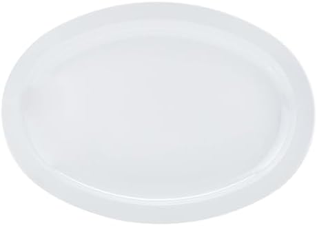 Amazon Basics Melamine Oval Serving Platter for Restaurants and Home, Dishwasher Safe, BPA Free, Break and Crack Resistant, Narrow Rim, 13" x 9.75", White, 6-Piece Set