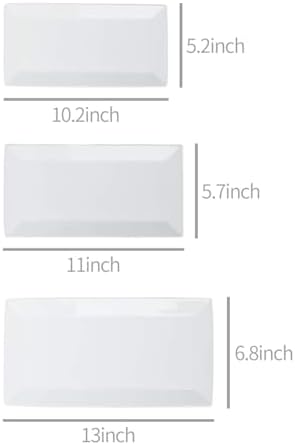 Amazon Basics 3-Piece Porcelain Serving Platters, Oven Safe, for Entertaining, Appetizer, Dinner, Dessert, 12.75 inch, 11 inch, 10 inch, White
