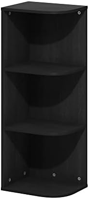 Furinno PASIR Book Shelf, 3-Tier Corner Bookshelf with Open Shelf, Standing Bookcase, 9.3 x 12 x 31.5 for Organization and Storage, for Living Room, Bedroom, Home Office, Blackwood