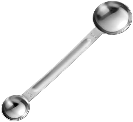 Double Sided Measuring Spoon Stainless Steel Coffee Scoop Teaspoon Measuring Spoon 1 Tsp (5ml) & 1 Tbsp (15ml) Dual-Measure Long-Handle Spoons Coffee Measurings Spoons (Sliver)