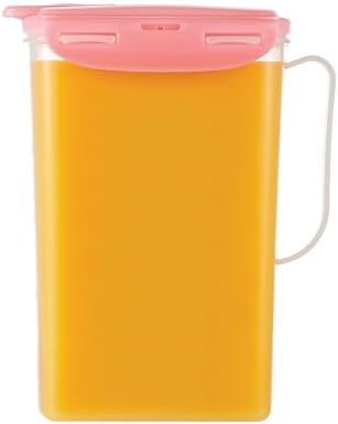 LocknLock Aqua Fridge Door Water Jug | Clear Pitcher | BPA Free Plastic Pitcher with Lid | 2 Quart Pitcher with Lid for Water, Juice, Tea & More Beverages, Pink