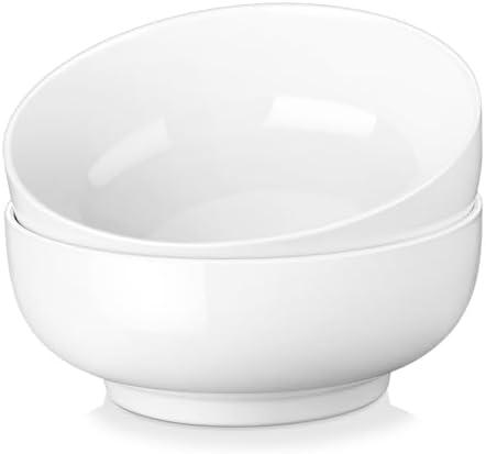 MALACASA Large Serving Bowls, 60 OZ (8") White Salad Bowls Set of 2