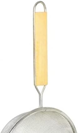 TrueCraftware- 8-Inch Single Medium Tin Mesh Strainer 6" Handle Length Wooden Handle- Kitchen Utensil Food Strainer Skimmer Spoon for Cooking Sieve Sifters Rice Quinoa Pasta Fruits Vegetable