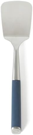 Calphalon Solid Turner, Cooking Spatula, Kitchen Spatula, Stainless Steel Turner with Silicone Heat Resistance Handle, Nonstick-Safe Spatula with Ergonomic Handle (Navy)