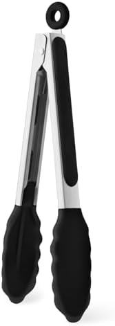 9-Inch Kitchen Tongs for Cooking with Silicone Tip,Black