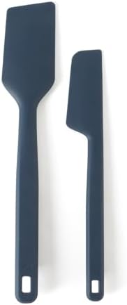 Calphalon Prime Scraper Set, 2-Piece Silicone Kitchen Scraper Set, Flexible Baking & Cooking Scrapers, Heat-Resistant Nonstick-Safe Tools with Ergonomic Handles, Navy