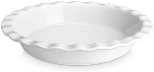 MALACASA 40 Oz Ceramic Pie Pan 9 Inch, Fluted Pie Dish for Quiche