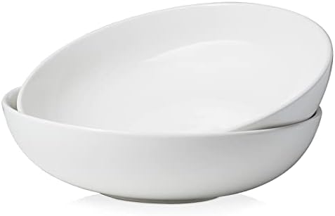 DOWAN 11.5" Large Serving Bowls, 3.2 Qt White Serving Platter, Big Ceramic Centerpiece Bowls, Microwave & Dishwasher Safe, Set of 2