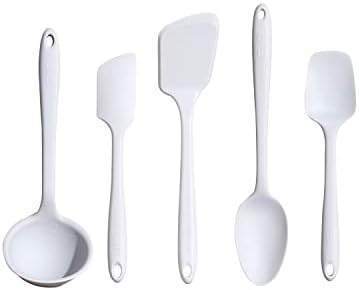 GIR: Get It Right 5 Piece Silicone Ultimate Kitchen Utensils Set - Ladle, Spatula, Flip, Spoon & Spoonula - Non-Toxic Cooking Utensils for Nonstick Cookware, Cooking and Baking - Studio White