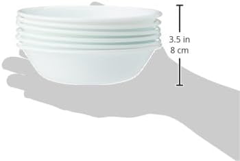 Corelle 10 oz Vitrelle Glass Winter Frost White Dessert Bowl, Pack of 6