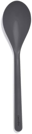 GreenPan Silicone Solid Spoon, Mixing Stirring Serving, Cooking Kitchen Utensil, Flexible Rubber Nonstick Cookware, Rigid Steel Core, Heat-Resistant, Anti-Slip Handle, BPA-Free, Dishwasher Safe, Gray