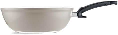 Fissler Ceratal Comfort 12 Inch Ceramic Non-Stick Wok, 5.5 Quart, Warm Grey, Made without added PFAS/PTFE, All Stovetops Including Induction, Made in Germany