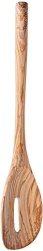 Tovolo Slotted Wooden Spoon, Olivewood Kitchen Utensil for Cooking & Serving, Natural Wood Spoodle with Comfortable Grip, Heat-Resistant Nonstick Safe, Durable Stirring Tool