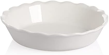 Sweejar Ceramic Pie Pan, 10 Inches Round Baking Dish for Dinner(White)