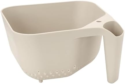 Tovolo Elements Square Colander with Handle Strainer Basket for Pasta Fruit Berries Veggies, Easy to Clean BPA Free Heat Resistant Plastic Colander with Spout 3 Quart Kitchen Strainer, Oatmeal