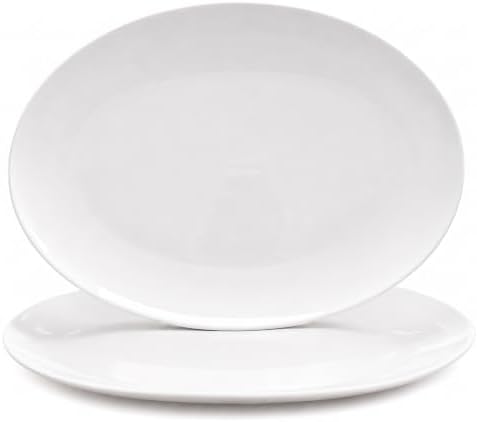 White Serving Platters Set of 2, 14 Inch Oval Porcelain Serving Platters, Serving Plates for Party, Entertaining, Appetizers, Cheese, Dessert and Food Display
