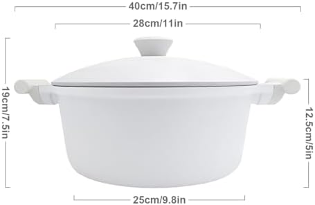 AIKENBBKK 7 Quart Lightweight Dutch Oven Pot with Lid, Ceramic Cooking Pot Nonstick, Nonstick Soup Pot for Stews Braising and Frying, Induction Pot for All Stoves, Stay-Cool Handle, PFOA Free, White