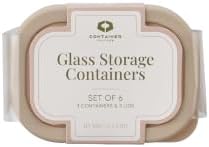 Glass Food Storage Containers with Lids — 6 Piece — 10.5 oz Glass with BPA-Free Leak Resistant Stackable Lids — Microwave, Oven & Dishwasher Safe — Ideal for Meal Prep & More - Cashew Cream