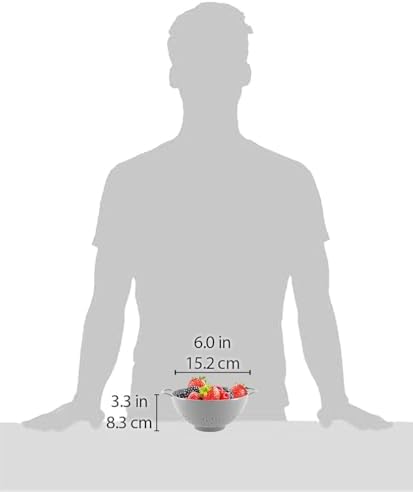 Meadow Lane 6-Inch Small Colander, 3-Cup Food Strainer, Silver Gray