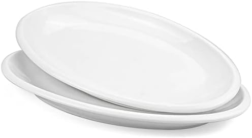 Yesland 2 Pack 16" Porcelain Large Oval Serving Plates, White Oval Serving Platters Dishes for Serving Food, Appetizers, Dessert, Meat, Sushi, Fish, Party