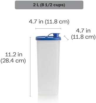 Tupperware Slim Line 2-Pitcher Set in Blue, Dishwasher Safe and BPA Free (2L / 8.4 Cups, Set of 2)