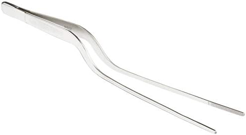 Mercer Culinary 18-8 Stainless Steel Chef Plating Tongs, Offset Tip, 7-7/8 Inch