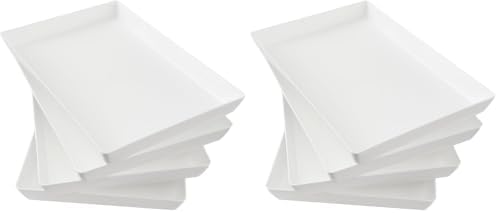 US Acrylic White Plastic Serving Trays (Set of 4) 15” x 10” | Large Unbreakable Reusable Rectangular Party Platters | Serve Appetizers, Fruit, Veggies, & Desserts | BPA-Free & Made in USA (Pack of 2)