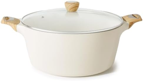 SENSARTE Ceramic Nonstick Stock Pot with Lid, 2.6/4.5/6.6/8.5/11 QT Soup Pot Casserole Pot, Non-toxic Healthy Pasta Pot, Large Cooking Pot Stew Pot, Induction Compatible, PFOA PFAS PTFE Free, White