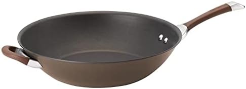 Circulon Symmetry Hard Anodized Nonstick Stir Fry / Wok Pan with Helper Handle - 14 Inch, Chocolate