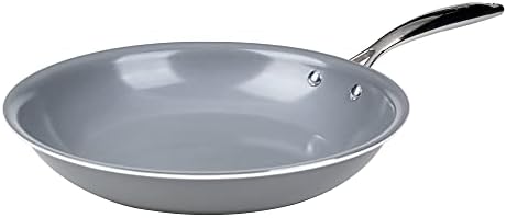 Goodful Ceramic Nonstick 11 Inch Frying Pan, Dishwasher Safe Pots and Pans, Comfort Grip Stainless Steel Handle, Skillet Made without PFOA, Gray