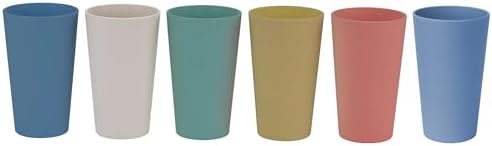 Wheat Straw Unbreakable Cup | 20 oz Reusable Water Drinking Glasses Sets of 6 | Lightweight Tumbler for Kitchen Outdoor | Dishwasher Safe, BPA Free and Eco friendly (20 oz, 6Pcs/6Color_H)