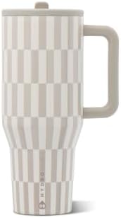 HydroJug Traveler 32oz, Insulated Tumbler with Handle & Straw, Latte