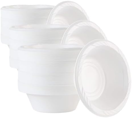 100 Count Disposable 5 ounce White Plastic Dessert Bowls (Pack of 3)