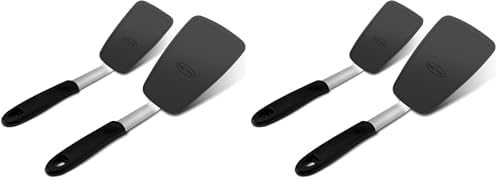 Unicook 4 Pack Flexible Silicone Spatula, Turner, 600F Heat Resistant, Ideal for Flipping Eggs, Burgers, Crepes and More, Black