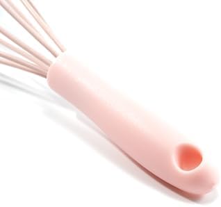 Mini Whisks 6 inch silica gel Whisk, Hand Egg Mixer for Flour Cake Egg, Kitchen Cooking Baking Use Whisk (pink)
