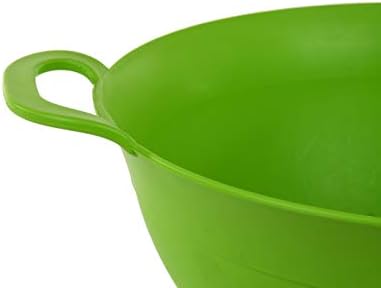 Mintra Home Plastic Strainer Colanders Set: 3, 3.5 and 5 Quart (Green) Double Strong Handles and Deep Bowl, Safe BPA-Free - Use for Pasta, Noodles, Spaghetti, Vegetables (Assorted Sizes 3pk)