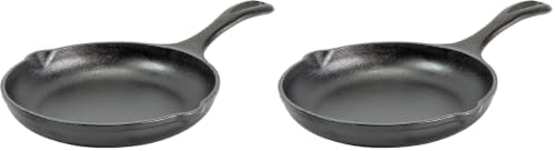 Lodge 8" Cast Iron Skillet - Chef Collection - Perfect Sear - Ergonomic Handles - Superior Heat Retention - Cast Iron Cookware & Skillet (Pack of 2)