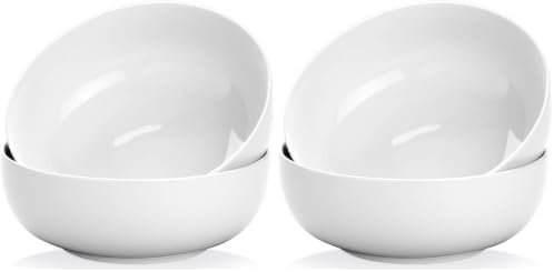 Pasta Serving Bowls 120 Ounce 9.7” Large Serving Bowls, Porcelain Salad Bowls for Kitchen, Big White Soup Bowls, Oven Dishwasher Safe, Set of 2 (Pack of 2)