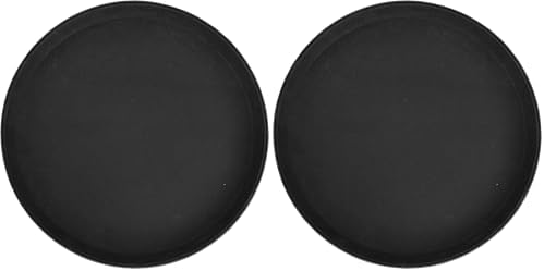 Winco Round Fiberglass Tray with Non-Slip Surface, 11-Inch, Black (Pack of 2)